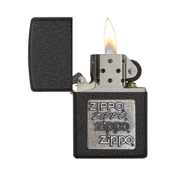 Zippo 362 Black Crackle Gold Zippo Logo