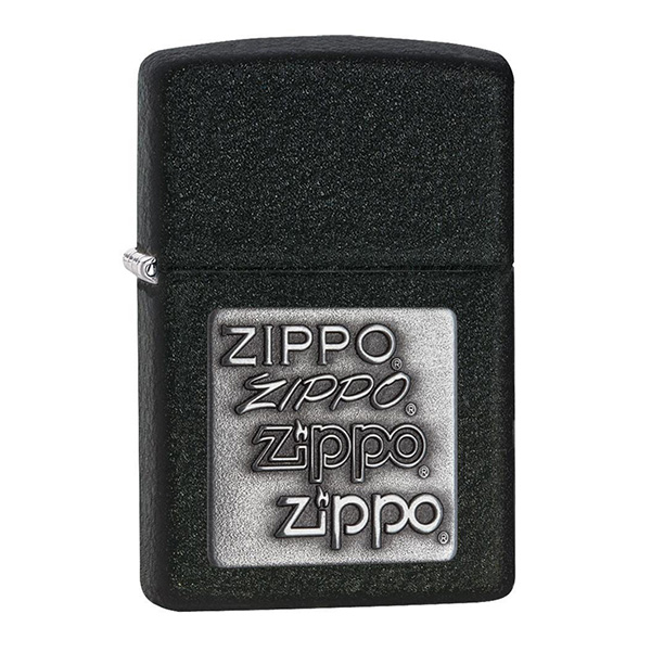 Zippo 363 Black Crackle Silver Zippo Logo