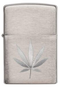 Zippo 29587 Chrome Marijuana Leaf Design